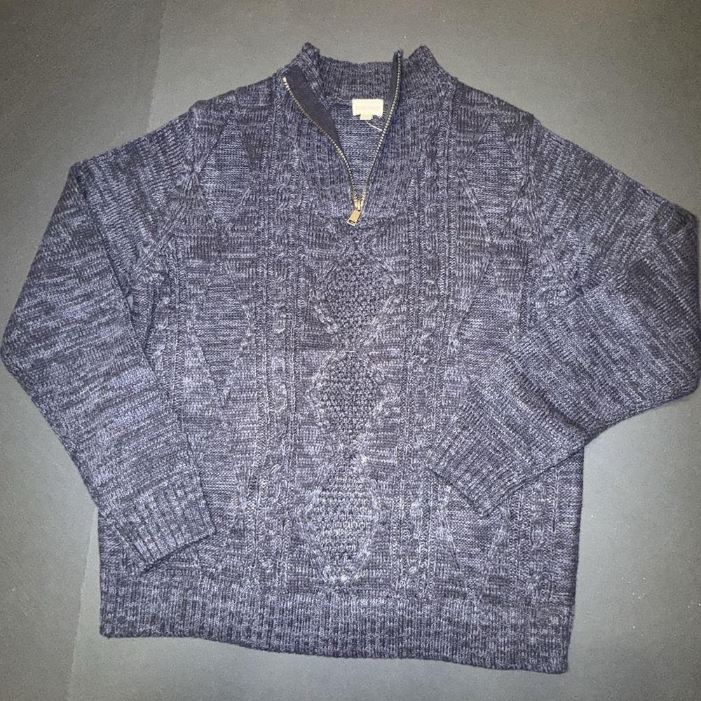 Eight Bell Men's Knitted‎ Quarter Zip Up Pullover Sweater in Navy Blue NWT Dad